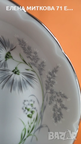 *Limoges France*чинии за основно и супа от блестящ бял порцелан платинен кант, снимка 11 - Чинии - 52136600