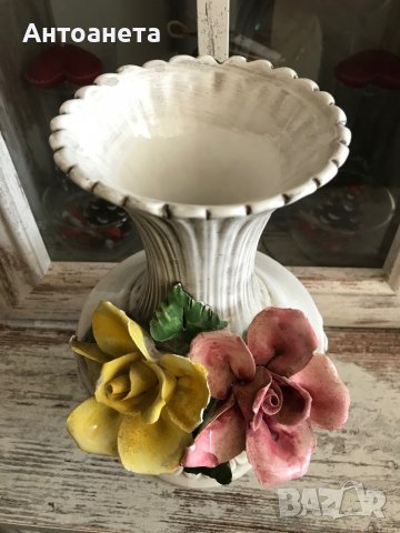 Порцеланова Кошница с цветя на Bassano Италия , снимка 5 - Вази - 38324154