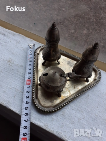 Стар антикварен бароков комплект малки солнички, снимка 7 - Антикварни и старинни предмети - 53443467