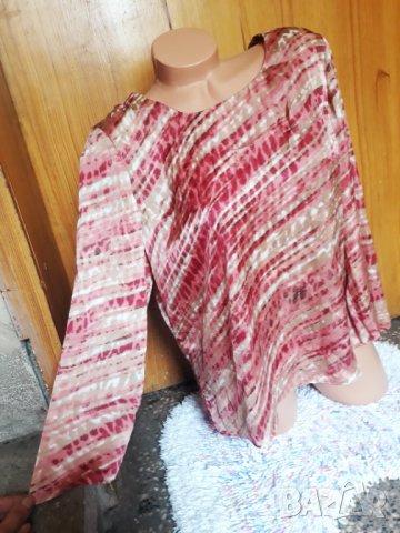 Нова блуза от сатен в цвят праскова ХЛ, снимка 2 - Блузи с дълъг ръкав и пуловери - 32855575