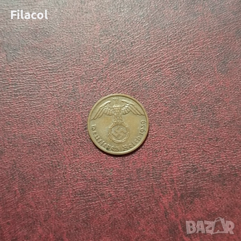 Германия Райх 1 пфениг 1939 МД 'A' - Берлин, снимка 2 - Нумизматика и бонистика - 52772646