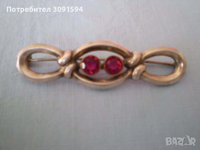 сребърна брошка с рубини арт деко 1930г, снимка 4 - Антикварни и старинни предмети - 36891908