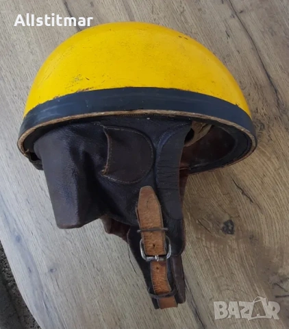 Ретро каска за мотоциклет, жълт цвят, снимка 6 - Антикварни и старинни предмети - 53048701