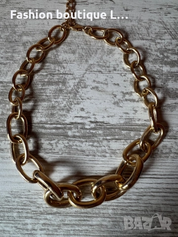 Златен ланец с големи халки и регулираща се дължина ❤️, снимка 4 - Колиета, медальони, синджири - 52119673