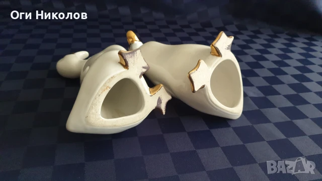 Чифт порцеланови патици с позлата, снимка 7 - Антикварни и старинни предмети - 50998230