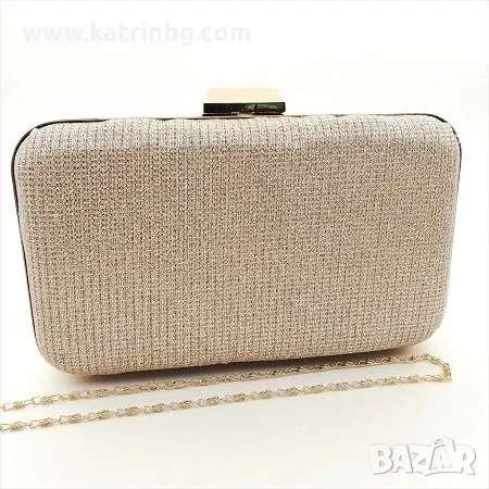 Официална дамска чанта клъч едър брокат златиста