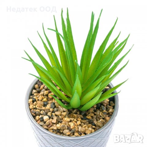 Изкуствен декоративен кактус в керамична сива саксия, 19 см, снимка 2 - Изкуствени цветя - 35588959