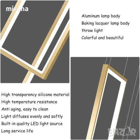 Модерна LED ЛЕД висяща лампа, геометрична полилей таванна стълби, снимка 5 - Лампи за таван - 53298220