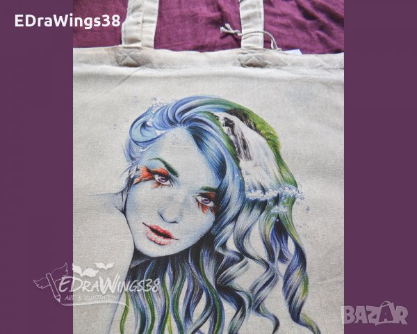 Текстилна чанта / торба за пазар с дълги дръжки "Вода", снимка 5 - Чанти - 28124064