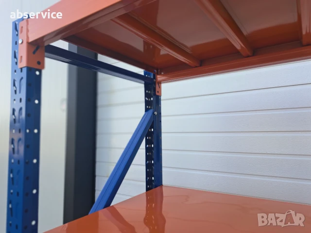 Метален индустриален стелаж 200x200x60, 4 рафта, склад/гараж/мазе, снимка 2 - Стелажи и щандове - 50871932