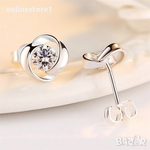 Сребърни Обеци Елеганс - 925 печат сребро BA204, снимка 4 - Обеци - 28147464