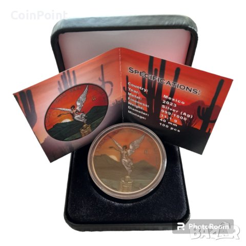 LIBERTAD Антична цветна сребърна монета 1 унция Мексико 2023 г, снимка 3 - Нумизматика и бонистика - 43684165
