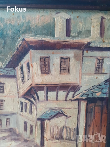 Стара българска картина масло на платно подписана с рамка, снимка 2 - Антикварни и старинни предмети - 53478511