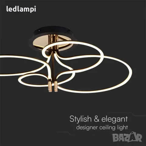 LED Плафониера 40W Дизайн Злато + Черно Тяло Топло Бяла Светлина, снимка 2 - Лампи за таван - 47306359