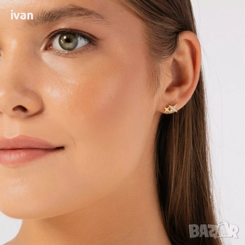 сребърни Обеци 925 с позлата. в кутия , снимка 2 - Обеци - 53344086