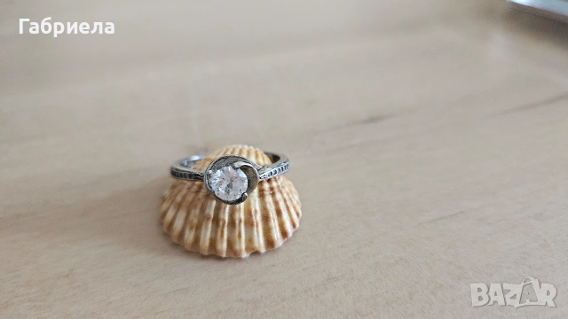 Годежен пръстен, сребро, цирконий, размер 7-8