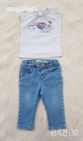 Бебешки дънки Zara и блузка 3-6 месеца, снимка 12 - Панталони и долнища за бебе - 36983073