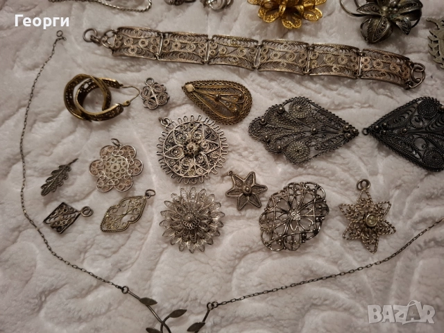 Сребро филигран сребърни изделия гривна брошка накит, снимка 3 - Колиета, медальони, синджири - 52850412