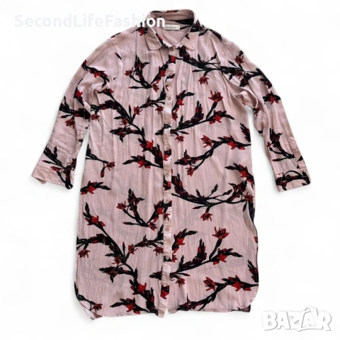 Розова риза Samsoe Samsoe с флорален дизайн, вискоза, дамска размер L