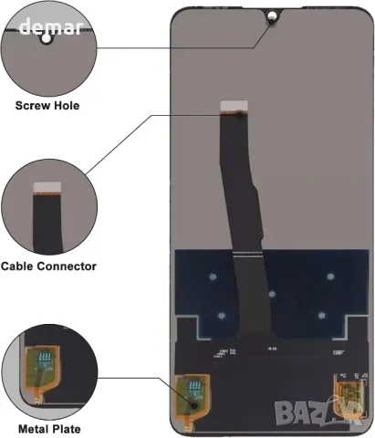 NB+ Display Digitizer Резервен LCD сензорен екран за Huawei P30, черен, снимка 5 - Резервни части за телефони - 47433783
