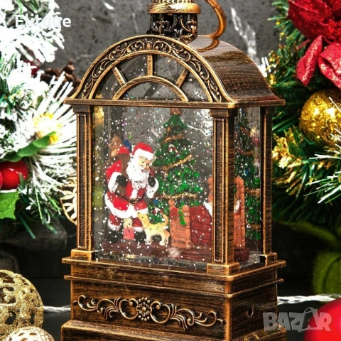 Коледен фенер с музика и снежен ефект – празнична лампа с LED светлина, снимка 3 - Декорация за дома - 52820141