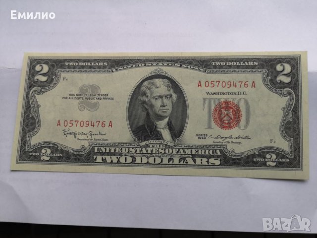 USA $ 2 Dollars Red Seal 1963 НЕЦИРКУЛИРАЛА 