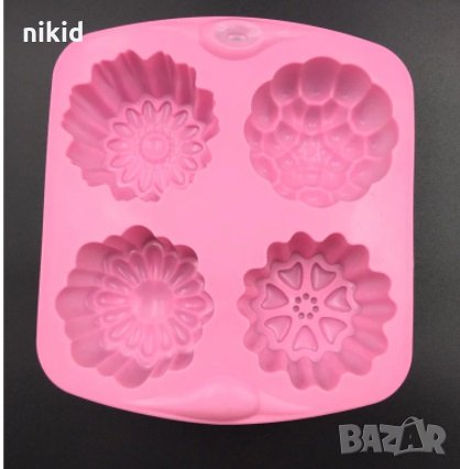 4 вида голямо цвете лунни сладки силиконов молд форма калъп сапун гипс кексчета , снимка 2 - Форми - 33688136