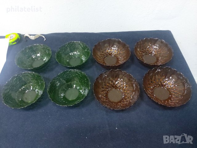 8 броя Купички за ядки - Цветно стъкло - различни