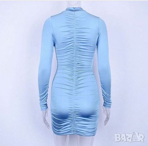 Къса синя тип бандажна рокля, снимка 4 - Рокли - 27444300