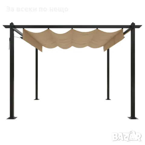 Градинска Пергола С Прибиращ Се Покрив, 3x3 М, Таупе Код P628, снимка 6 - Градински мебели, декорация  - 50428824