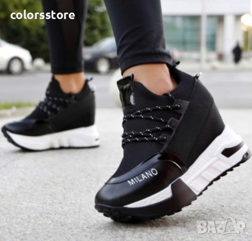 Кецове на платформа - черно с бяло ходило - F-121