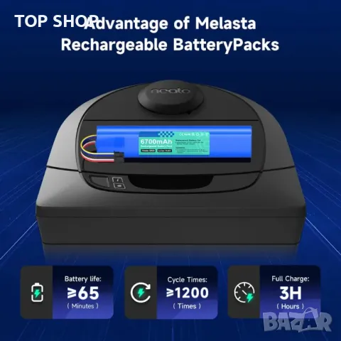 CITYORK 14.4V 6700mAh батерия, съвместима с прахосмукачка робот Neato Botvac D3 D3+ D5 D5+ D6 D7, снимка 4 - Прахосмукачки - 49629303