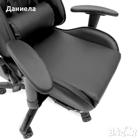 Геймърски стол с прибираща се подложка за крака и функция за масаж - черен, снимка 10 - Столове - 53237764