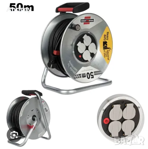 Ел.удължител Макара 50 метра с 2/4 гнезда , снимка 2 - Други инструменти - 48392883