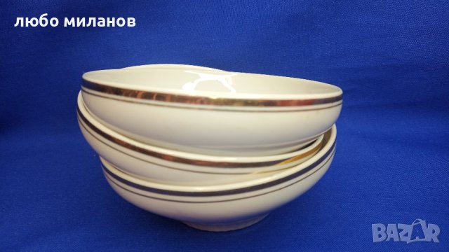 Порцеланови купички за десерт, компот, златен кант, 3 бр, снимка 3 - Чинии - 43426148