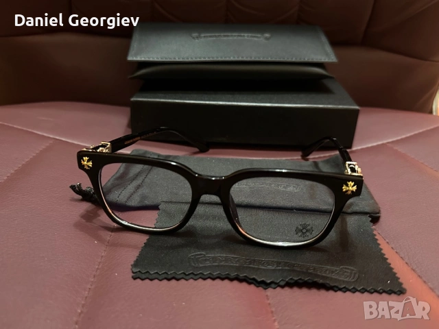 Чисто нови Очила Chrome Hearts Cox Ucker със златни елементи и оптични стъкла, снимка 3 - Слънчеви и диоптрични очила - 53538955