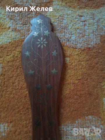 Вилица голяма дървена с Бронзови флорални орнаменти - набивки сувенир 41520, снимка 3 - Декорация за дома - 43151872