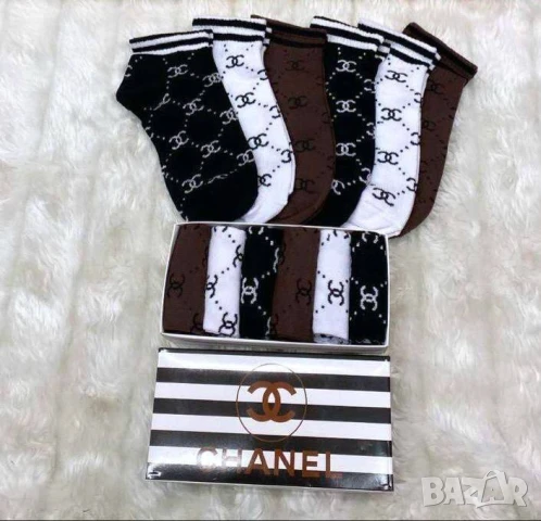чорапи в кутия nike lacoste gucci hermes louis vuitton chanel , снимка 5 - Дамски чорапи - 50998488