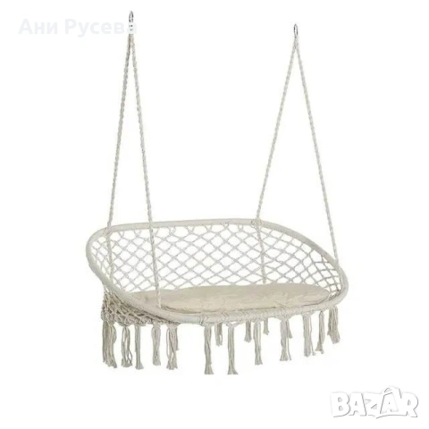 Двойна бежова градинска люлка за двама с възглавници, снимка 16 - Градински мебели, декорация  - 53518816