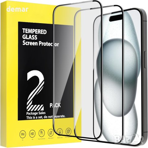 Протектор за екран на iPhone 15, 2 броя, 0,33 mm HD прозрачно, снимка 1 - Фолия, протектори - 44101348