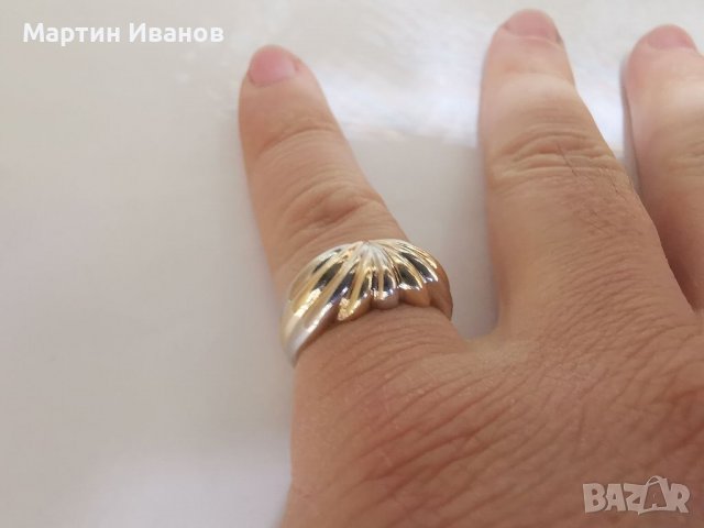 Златен пръстен бяло и жълто комбинация 1, снимка 8 - Пръстени - 39127559