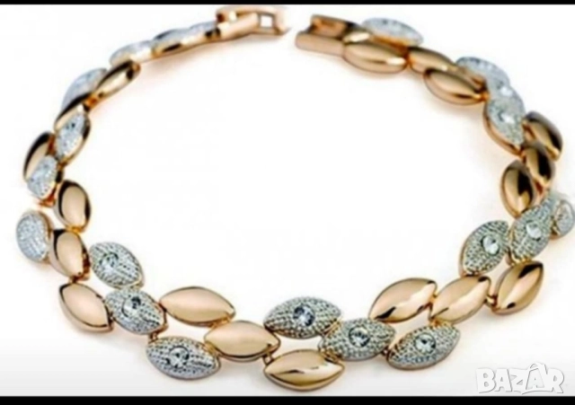 Разкошна гривна 9к попълнено злато с цирконии 20 лв., снимка 2 - Гривни - 51783772