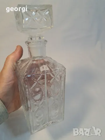 ретро българска стъклена гарафа за уиски    16/4, снимка 2 - Други ценни предмети - 48987350