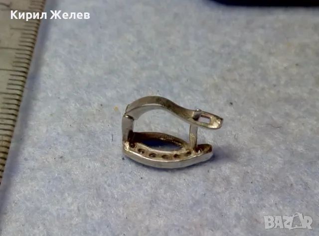 СТАРА СКЪПОЦЕННА СРЕБЪРНА ОБЕЦА СРЕБРО 925 с ФАСЕТИРАНИ БЛЕСТЯЩИ ЦИРКОНИ 47581, снимка 4 - Обеци - 49601307