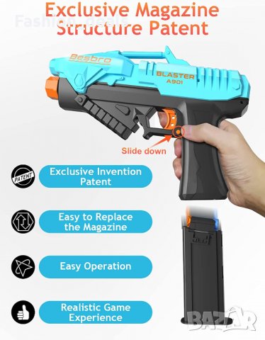 Нов Пистолет пневматична играчка за момчета Игра стрелба 6 пяна куршуми, снимка 4 - Други - 34955595
