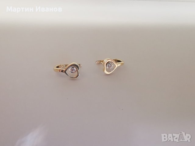 Златни обеци сърце , снимка 7 - Обеци - 43635256