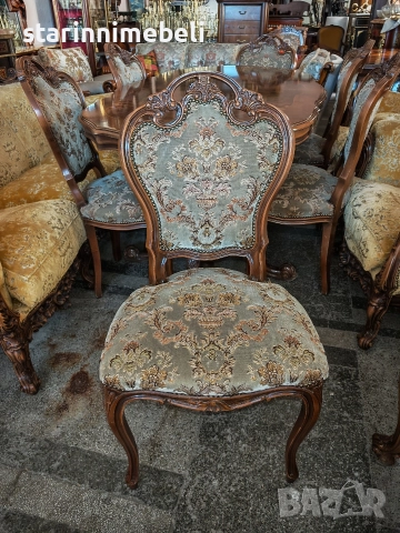 Бароков трапезен комплект маса с шест стола , снимка 4 - Маси - 52814578