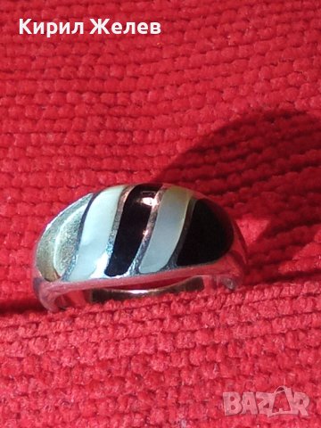 СТАР СРЕБЪРЕН ПРЪСТЕН СРЕБРО 925 АНГЛИЯ с ЧЕРЕН ШЛИФОВАН ОНИКС РЪЧНА АРТ ИЗРАБОТКА 25834, снимка 6 - Пръстени - 35747943