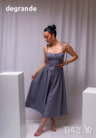 Дамска сива рокля със секси деколте, снимка 3 - Рокли - 50905000