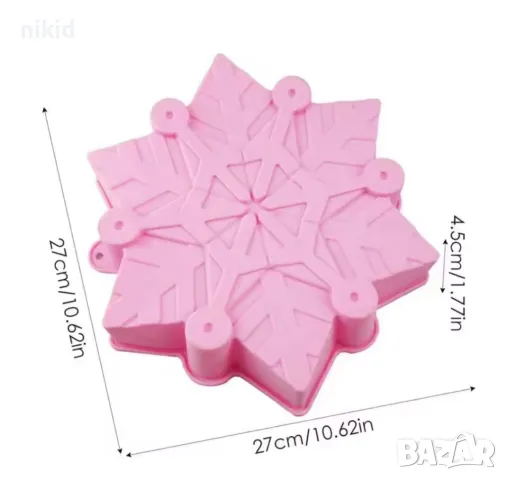 Грамадна снежинка на резки силиконов молд силиконова форма за кекс блат торта , снимка 4 - Форми - 48147402